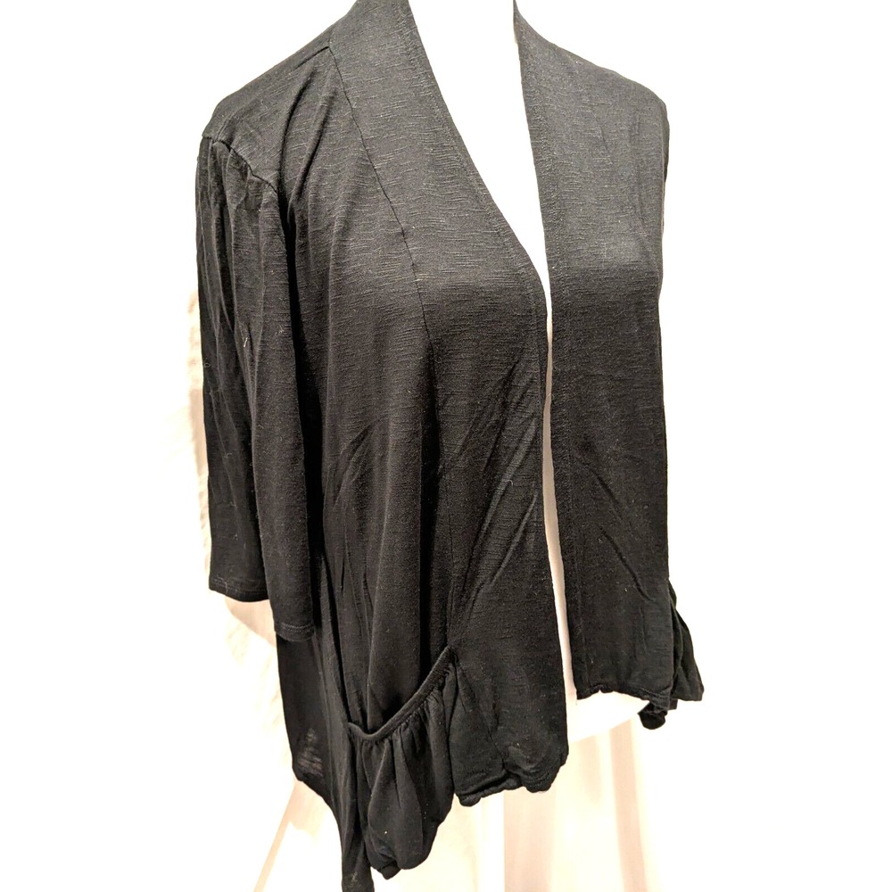 New Condition Molli & Mia Dark Gray/Black Rayon Opn Cardigan Size L Side Pockets